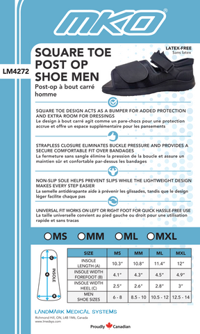 MKO SQUARE TOE POST OP SHOE